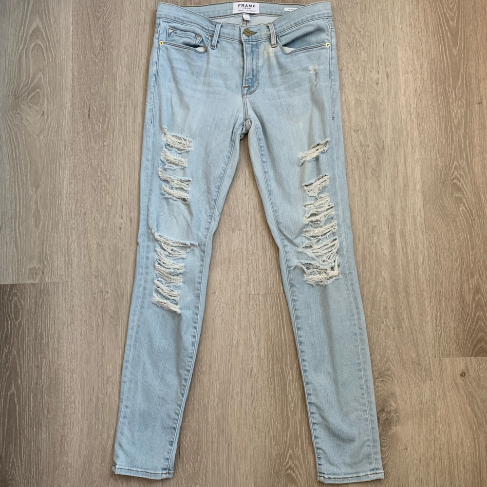 FRAME Le Skinny De Jeanne - Honey Rips - Picture 2 of 9